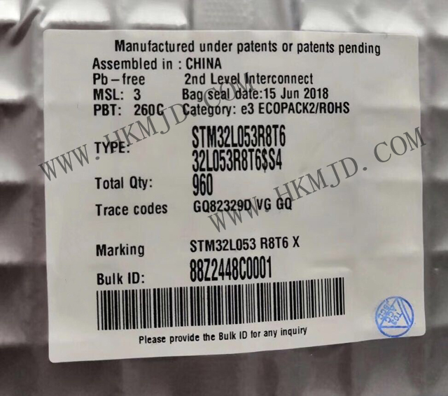 STMicroelectronics【STM32L053R8T6】基于32 MHz  Arm Cortex-M0+ 的超低功耗MCU
