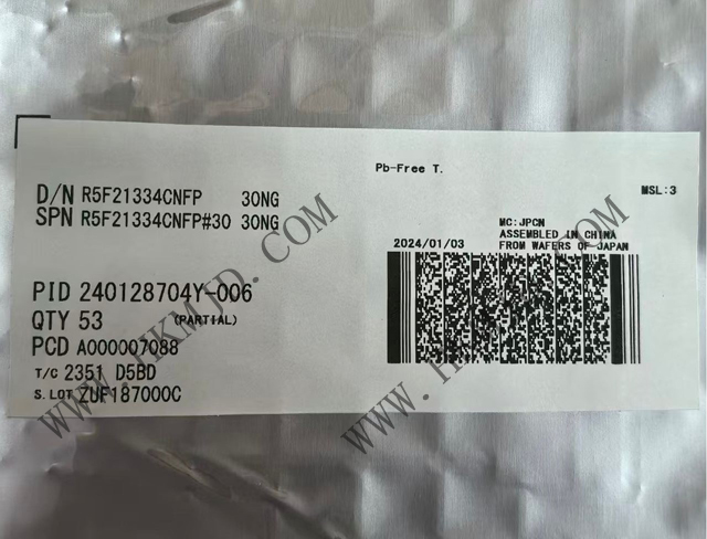 瑞薩電子【MCU芯片】R5F21334CNFP 16位微控制器，采用R8C CPU內(nèi)核